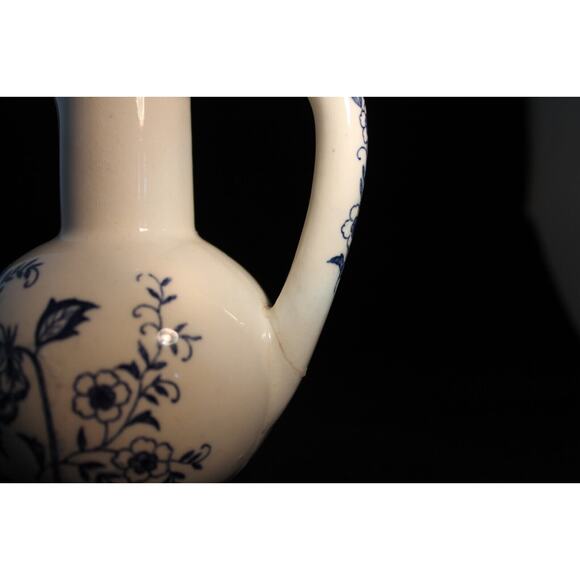 BLUE PEONY Vinegar & Oil Pitchers w/one lid 1950's Beautiful Vintage - Picture 8 of 9